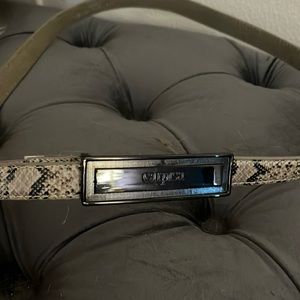 Leather snakeprint belt with metal buckle. Size Small (fit 26-27" waist).